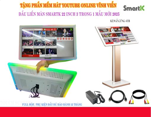 Màn  hình liền đầu 22″ SmartK  Viền LED (3 trong 1) – ổ 4TB – mẫu mới 2025
